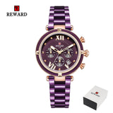 REWARD Fashion New Women Watches Elegant Chronograph Dial calendar Stainless steel Strap Quartz Japanese Movement Waterproof