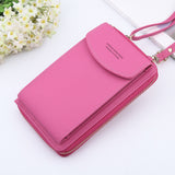 New Women Purses Solid Color Leather Summer Bag Shoulder Strap Mobile Phone Bag Card Holders Wallet Handbag Pockets for Girls