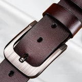 New Leather Cowhide Men's Belt Fashion Metal Alloy Pin Buckle Adult Luxury Brand Jeans Business Casual Waist Male Strap Brand