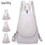 Hot White Women Backpack Female Washed Soft Leather Backpacks Ladies Sac A Dos School Bags for Girls Travel Back Pack Rucksacks