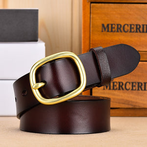New Women‘s Belt Genuine Leather Belts For Women Female Gold Pin Buckle Strap Fancy Vintage for Jeans Dropshipping