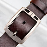 New Leather Cowhide Men's Belt Fashion Metal Alloy Pin Buckle Adult Luxury Brand Jeans Business Casual Waist Male Strap Brand