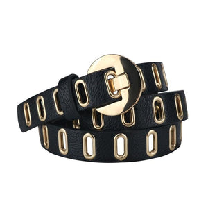 Maikun New Grunge Women Belt Adjustable Hole Grunge Punk  Belts for Women Alloy Pin Buckle Leather Belt for Pants Dresses