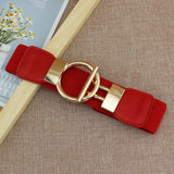 New Korean Style Windbreaker Elastic Waistband Button Decoration Wide Belt Ladies Belt Alloy Buckle Belt Dress Women Accessory