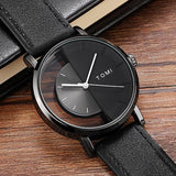 Unique Watch Creative Half Transparent Unisex Watch For Men Women Couple Geek Stylish Leather Wristwatch Fashion Quartz-watch