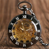 Antique Pocket Watch Alloy Open Face Case Unisex Handwinding Mechanical Watches Manually Skeleton Clock Pendant Chain Present