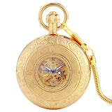 Automatic Mechanical Pocket Watch Roman Numerals Copper Case Cover Golden Classic Digital Dial Noble Pendant Gifts For Female