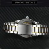 WINNER Mechanical Crystal Luxury Classic Business Luminous Hands Shock Resistant Stainless Steel Men Wrist Watches 454G