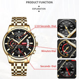 NIBOSI New Brand Quartz Watch Men Sport Watches Men Steel Band Military Clock Waterproof Gold Wrist Mens Watch Relogio Masculino