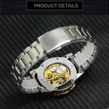 WINNER Mechanical Crystal Luxury Classic Business Luminous Hands Shock Resistant Stainless Steel Men Wrist Watches 454G