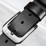 New Leather Cowhide Men's Belt Fashion Metal Alloy Pin Buckle Adult Luxury Brand Jeans Business Casual Waist Male Strap Brand