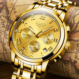 Reloj Hombre LIGE All Gold Watches Mens 2020 Luxury Fashion Quartz Wristwatch Analog Chronograph Men Watch Waterproof Clock+Box