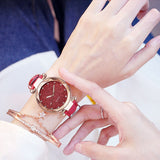 Casual Women Romantic Starry Sky Wrist Watch bracelet Leather Rhinestone Designer Ladies Clock Simple Dress Gfit  Montre Femme