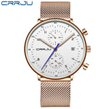 Mens Watch CRRJU Luxury Top Brand Men Stainless Steel WristWatch Men's Military waterproof Date Quartz watches relogio masculino