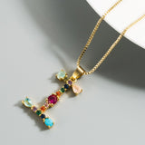 26 English Letter Necklace Women's 2020 New Bohemia Style Colored Necklace Copper Plated Gold  Clavicle Chain for Girls