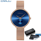 CRRJU Women's Watches 2021 Luxury Ladies Watch Fashion Minimalist Waterproof Slim Band Watches for Women Gift Reloj Mujer