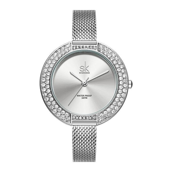 Shengke Luxury Women Watch Diamond Dial Bracelet Wristwatch For Girl Elegant Ladies Quartz Watch Female Dress Watch Brand Watch