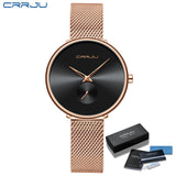 CRRJU Women's Watches 2021 Luxury Ladies Watch Fashion Minimalist Waterproof Slim Band Watches for Women Gift Reloj Mujer