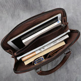 Vintage Men's Briefcase Genuine Leather Original Casual Handbag Man Business Shoulder Bag Brown  For 14 Inch Laptop Bag NUPUGOO