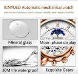 KINYUED Fashion Casual Fully Automatic Mechanical Functional Watch Men's Tourbillon Business Waterproof Luminous Clock Men J025