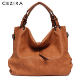 CEZIRA Brand Large Women's Leather Handbags High Quality Female Pu Hobos Shoulder Bags Solid Pocket Ladies Tote Messenger Bags