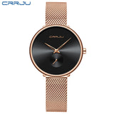 CRRJU Women's Watches 2021 Luxury Ladies Watch Fashion Minimalist Waterproof Slim Band Watches for Women Gift Reloj Mujer