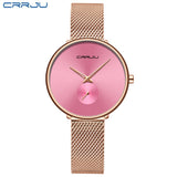 CRRJU Women's Watches 2021 Luxury Ladies Watch Fashion Minimalist Waterproof Slim Band Watches for Women Gift Reloj Mujer