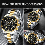 Wholesale Price MEGALLITH Mens Watches Black Big Face Stainless Chronograph Sport Man Watch 30M Waterproof Quartz Watch Man 8046