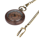 Retro Wooden Case Pocket Watch for Men Arabic Numerals Dial Accessory Classic Rough Chain Pendant Clock Reloj de madera