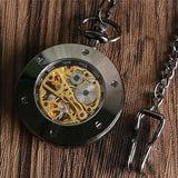 Antique Pocket Watch Alloy Open Face Case Unisex Handwinding Mechanical Watches Manually Skeleton Clock Pendant Chain Present