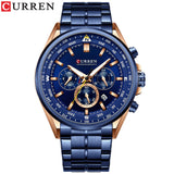 CURREN Men Quartz Wristwatches Luxury Brand Sporty Chronograph Watches with 316 Stainless Steel Luminous Hands Male Clock Black