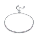 BAMOER 925 Sterling Silver Sparkling Strand Bracelet Women Link Tennis Bracelet Silver Jewelry 3 Colors SCB029