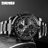 Fashion Men's Wristwatch SKMEI Watch Sport Digital Bracelet 3 Time Countdown Mens Clock Stainless Steel Watches  Male Business