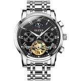 OLEVS Men's Classic Mechanical Watch Waterproof Business Stainless Steel Strap Watch Skeleton Automatic Mechanical Watch