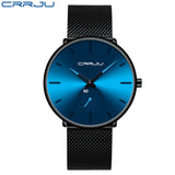 CRRJU Fashion Watch Men Waterproof Slim Mesh Strap Minimalist Wrist Watches For Men Quartz Sports Watch Clock Relogio Masculino