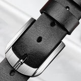 New Leather Cowhide Men's Belt Fashion Metal Alloy Pin Buckle Adult Luxury Brand Jeans Business Casual Waist Male Strap Brand