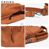 CEZIRA Brand Large Women's Leather Handbags High Quality Female Pu Hobos Shoulder Bags Solid Pocket Ladies Tote Messenger Bags