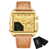 BOAMIGO 2021 New Top Brand Luxury Fashion Men Watches Gold Stainless Steel Sport Square Digital Analog Big Quartz Watch for Man