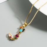 26 English Letter Necklace Women's 2020 New Bohemia Style Colored Necklace Copper Plated Gold  Clavicle Chain for Girls