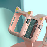 watch case for apple watch 6 SE 5 4 40mm 44mm protector cover Silicone Cartoon Cat Ears Case For iWatch Series 3 2 42mm 38mm