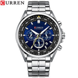 CURREN Men Quartz Wristwatches Luxury Brand Sporty Chronograph Watches with 316 Stainless Steel Luminous Hands Male Clock Black