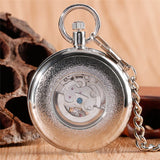 Vintage Antique Open Face Pocket Watch Unisex Automatic Mechanical Watches with Luminous Hands Roman Number Design Pendant Chain