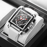 2021 New LIGE Men Watches Top Brand Luxury Hollow Square Sport Watch For Men Fashion Silicone Strap Waterproof Quartz WristWatch