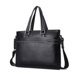 LAORENTOU Men's Genuine Leather Briefcase Business Laptop Handbags Male Crossbody Shoulder Bag Cow Leather Notebook Briefcases