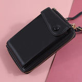 New Women Purses Solid Color Leather Summer Bag Shoulder Strap Mobile Phone Bag Card Holders Wallet Handbag Pockets for Girls