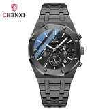 Luxury Dress Watches Men Silver Stainless Steel Calendar Chrono Watch for Male Luminous Pointer Sport Clock Husband Lover's Gift