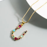 26 English Letter Necklace Women's 2020 New Bohemia Style Colored Necklace Copper Plated Gold  Clavicle Chain for Girls