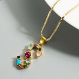 26 English Letter Necklace Women's 2020 New Bohemia Style Colored Necklace Copper Plated Gold  Clavicle Chain for Girls