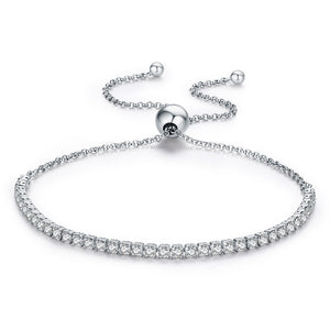 BAMOER 925 Sterling Silver Sparkling Strand Bracelet Women Link Tennis Bracelet Silver Jewelry 3 Colors SCB029