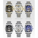 GUANQIN Fashion Sports Automatic Winding Mechanical Watch Men's Watch Stainless Steel Tourbillon Skeleton Waterproof Day Display